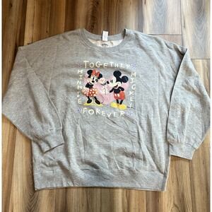 Disney Mickey Minnie Mouse Sz 2XL Gray Sweatshirt Women's